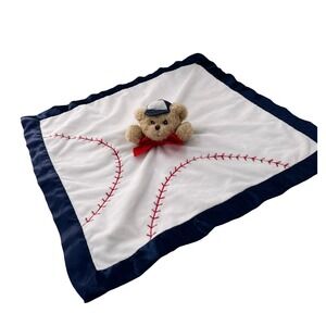 Bearington Baby Baseball Teddy Bear Lovey Security Blanket Navy Blue White Red